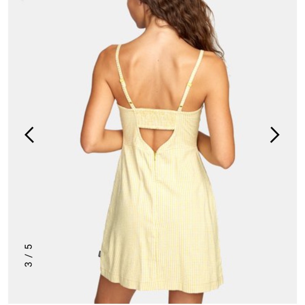 RVCA Yellow & White Gingham Twigg Mini Dress